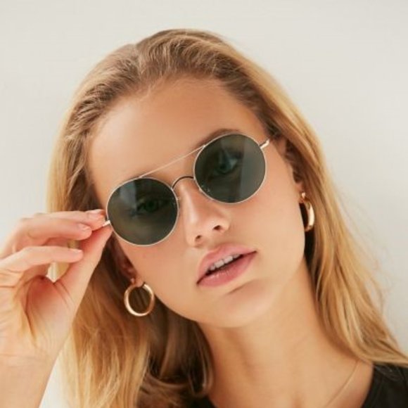 Rounded Metal-Frame Aviator Sunglasses - Picture 1 of 1